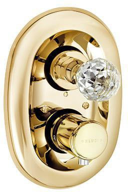 KLUDI 1926 Unterputz-Thermostatarmatur Feinbau-Set mit Absperrventil und Kristallgriff