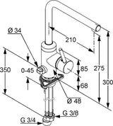 KLUDI L-INE Spültisch-Multi-Einhandmischer DN 15 chrom – mit Geräteanschluss & schwenkbarem Auslauf