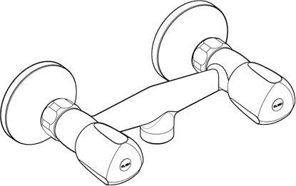 KLUDI STANDARD Brausearmatur ohne Brausegarnitur mit Terralux-Griff – Chrom, DN 15, Zweigriff, Wandmontage