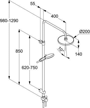 KLUDI DIVE X 3S Duschsystem – Dual Shower mit Kopf- und Handbrause, Chrom
