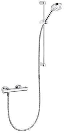 KLUDI LOGO Shower-Duo 1S Wandstange 600 mm chrom – Thermostat-Brausearmatur mit Verbrühschutz