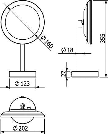 KLUDI VELA R LED-Kosmetikspiegel freistehend chrom – 3-fach Vergrößerung, 2 Farbtemperaturen