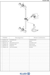 KLUDI 1926 Duschgarnitur Wandstange 600 mm chrom – Handbrause, Schlauch, verdeckte Befestigung