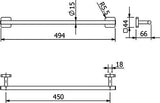KLUDI VELA S Handtuchhalter 450 mm mattschwarz – Wandmontage, Stahl, verdeckte Befestigung