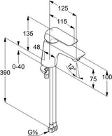 KLUDI AMEO Waschtisch-Einhandhebelmischer DN 15 chrom – mit Keramik-Kartusche und Temperaturbegrenzung