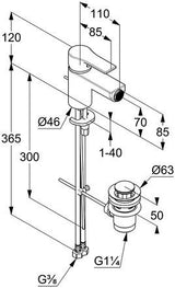 KLUDI ZENTA SL Bidet-Einhandmischer mit Ablaufgarnitur – Chrom, DN 15, Keramik-Kartusche