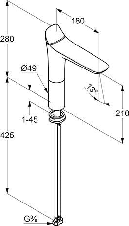 KLUDI AMBA Waschschüssel-Einhandmischer DN 15 chrom – Auslaufhöhe 213 mm, ohne Ablaufgarnitur