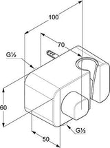 KLUDI A-QA Wandanschlussbogen mit Brausehalter und Keramik-Absperrventil Chrom
