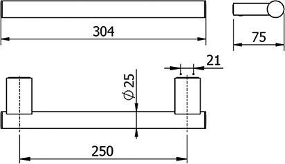 KLUDI VELA C Wannengriff chrom 300 mm – Wandmontage mit Befestigungsmaterial