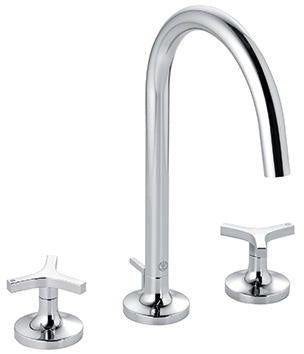 KLUDI NOVA FONTE Waschtischarmatur Deco Dreilochmontage chrom – 2-Griff-Armatur mit Ablaufgarnitur