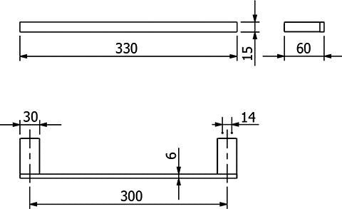KLUDI VELA C Handtuchhalter 330 mm mattschwarz – Wandmontage, verdeckte Befestigung