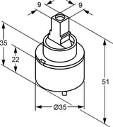KLUDI Steuereinheit 35 mm Neutral – Keramik Ersatzteil mit Heißwasserbegrenzung