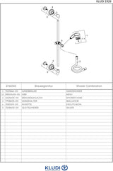 KLUDI 1926 Duschgarnitur Wandstange 600 mm chrom – Handbrause, Schlauch, verdeckte Befestigung