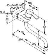 KLUDI LOGO NEO Spültisch-Wand-Einhandmischer, Stichmaß 45 mm, chrom – Wandarmatur für die Küche