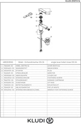 KLUDI ZENTA SL Bidet-Einhandmischer mit Ablaufgarnitur – Chrom, DN 15, Keramik-Kartusche