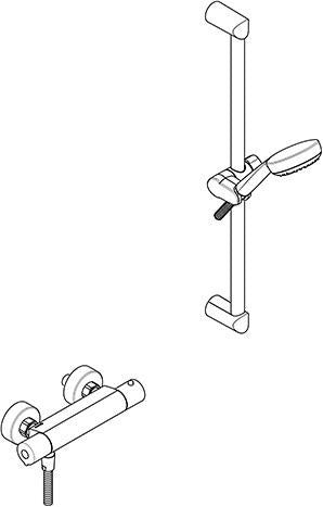 KLUDI LOGO Shower-Duo 1S Wandstange 600 mm chrom – Thermostat-Brausearmatur mit Verbrühschutz