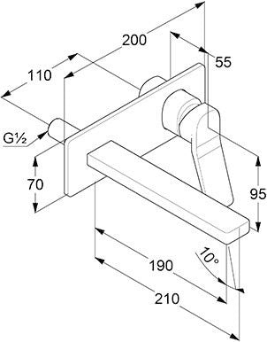 KLUDI SOUNA 2-Loch Wand-Einhebelmischer Ausladung 210 mm chrom – Unterputz-Waschtischarmatur