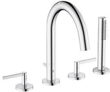 KLUDI NOVA FONTE 4-Loch Wannenarmatur PURISTIC Chrom – herausziehbare Brause & Keramik-Oberteile