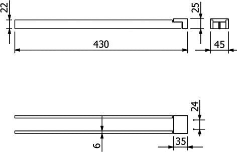 KLUDI VELA C Doppel-Handtuchstange 430 mm Chrom – verstellbar, verdeckte Wandmontage