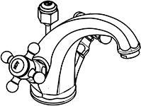KLUDI 1926 Waschtischarmatur mit Ablaufgarnitur, Ausladung 140 mm, Chrom – Zweigriffbatterie