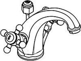 KLUDI 1926 Waschtischarmatur mit Ablaufgarnitur, Ausladung 140 mm, Chrom – Zweigriffbatterie