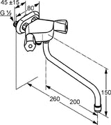 KLUDI STANDARD Spültisch-Wandarmatur DN 15 Zweigriff Terraluxgriff Chrom