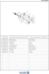 KLUDI AMEO Waschtisch-Einhandmischer 2-Loch Wandmontage Ausladung 185 mm Chrom