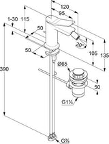 KLUDI SOUNA Bidet-Einhandmischer mit Ablaufgarnitur – Chrom, DN 15, Keramik-Kartusche
