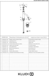 KLUDI NOVA FONTE Pura Waschtisch-Einhandmischer 100 SmartStart Push-Open Brushed Gold