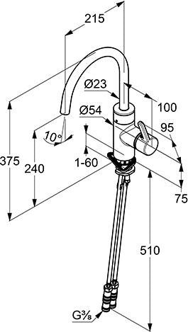 KLUDI E-GO Elektronischer Spültisch-Einhandmischer mit Infrarot-Doppelsensorik und Netzbetrieb, Chrom