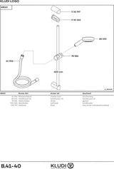 KLUDI LOGO 1S Brause-Set mit Wandstange 600 mm chrom – Handbrause, Schlauch & Halterung