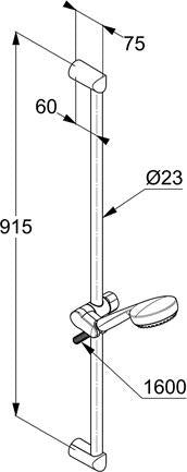 KLUDI LOGO 3S Brause-Set mit Wandstange 600 mm und 3 Strahlarten in Chrom