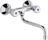 KLUDI STANDARD Spültisch-Wandarmatur DN 15 mit 250 mm Ausladung, Terralux-Griff, Chrom
