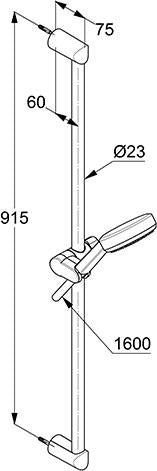 KLUDI DIVE S Brause-Set 1S mit Wandstange 900 mm chrom – Handbrause, Schlauch & Halterung