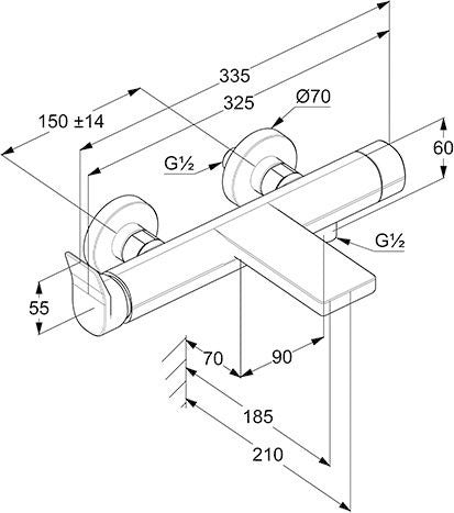 KLUDI-SOUNA Wannenfüll- und Brause-EHM chrom – Einhebelmischer mit automatischer Umstellung