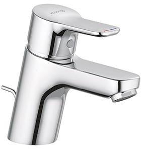 KLUDI PURE&EASY Waschtisch-Einhandhebelmischer 60 mit Metall-Ablaufgarnitur und Temperaturbegrenzung, Chrom