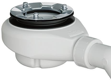 KLUDI TERRA Duschablage mit Ablauf DN 50, 265 mm breit, weißer Stöpsel