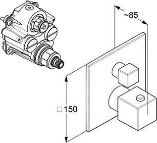 KLUDI DECUS Unterputz-Thermostat Feinbau-Set für Wanne & Brause, eigensicher, Chrom