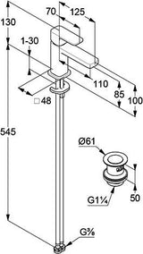 KLUDI RENON Waschtisch-Einhandmischer 85 mit Push-Open Ablaufgarnitur chrom