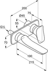 KLUDI AMBA Unterputz-Waschtisch-Wand-Einhandmischer DN 15 chrom – Fertigmontageset, Ausladung 180 mm