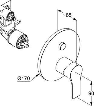 KLUDI ZENTA SL Unterputz-Wannen- und Brause-Einhandmischer mit Push&Switch Funktionseinheit, Chrom