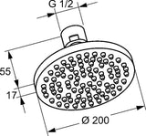 KLUDI A-QA Tellerkopfbrause 200 mm Chrom – Kopfbrause mit Kalkschnellreinigung