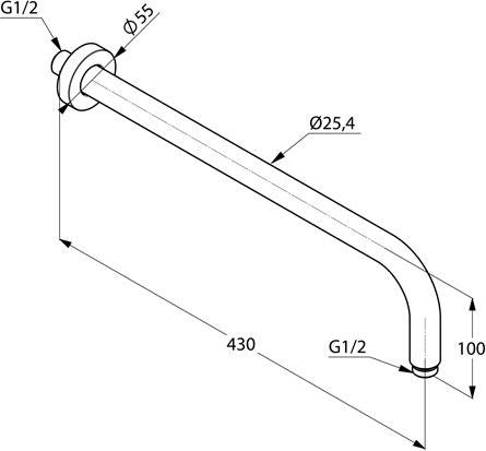 KLUDI A-QA Brausearm 250 mm Chrom – starrer Wand-Brausearm mit Rosette