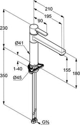 KLUDI ZENTA Spültisch-Einhandmischer DN 15 Chrom – 360° schwenkbarer Auslauf