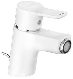 KLUDI PURE & EASY Bidet-Einhandhebelmischer weiß/chrom mit Metall-Ablaufgarnitur