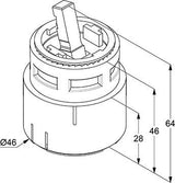 KLUDI Ersatzteil Steuereinheit 46 mm mit keramischen Scheiben und Heißwasserbegrenzung