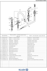 KLUDI NOVA FONTE 4-Loch Wannenarmatur PURISTIC Chrom – herausziehbare Brause & Keramik-Oberteile