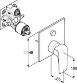 KLUDI AMEO Unterputz-Wannenfüll- und Brause-Einhandmischer mit PUSH&SWITCH Funktionseinheit, Chrom