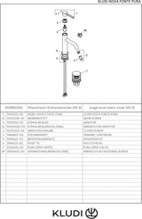 KLUDI NOVA FONTE Pura Waschtisch-Einhandmischer 100 mit Push-Open in Brushed Gold