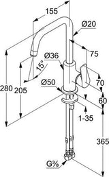 KLUDI PURE & SOLID Waschtisch-Einhandhebelmischer DN 15 chrom – ohne Ablaufgarnitur